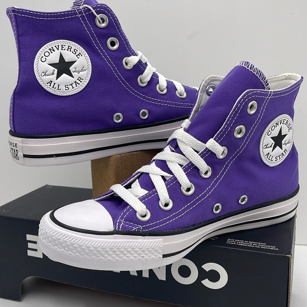 Converse Men’s Chuck Taylor All Star Hi B Grade Purple White 137833F Sneakers - Picture 9 of 16